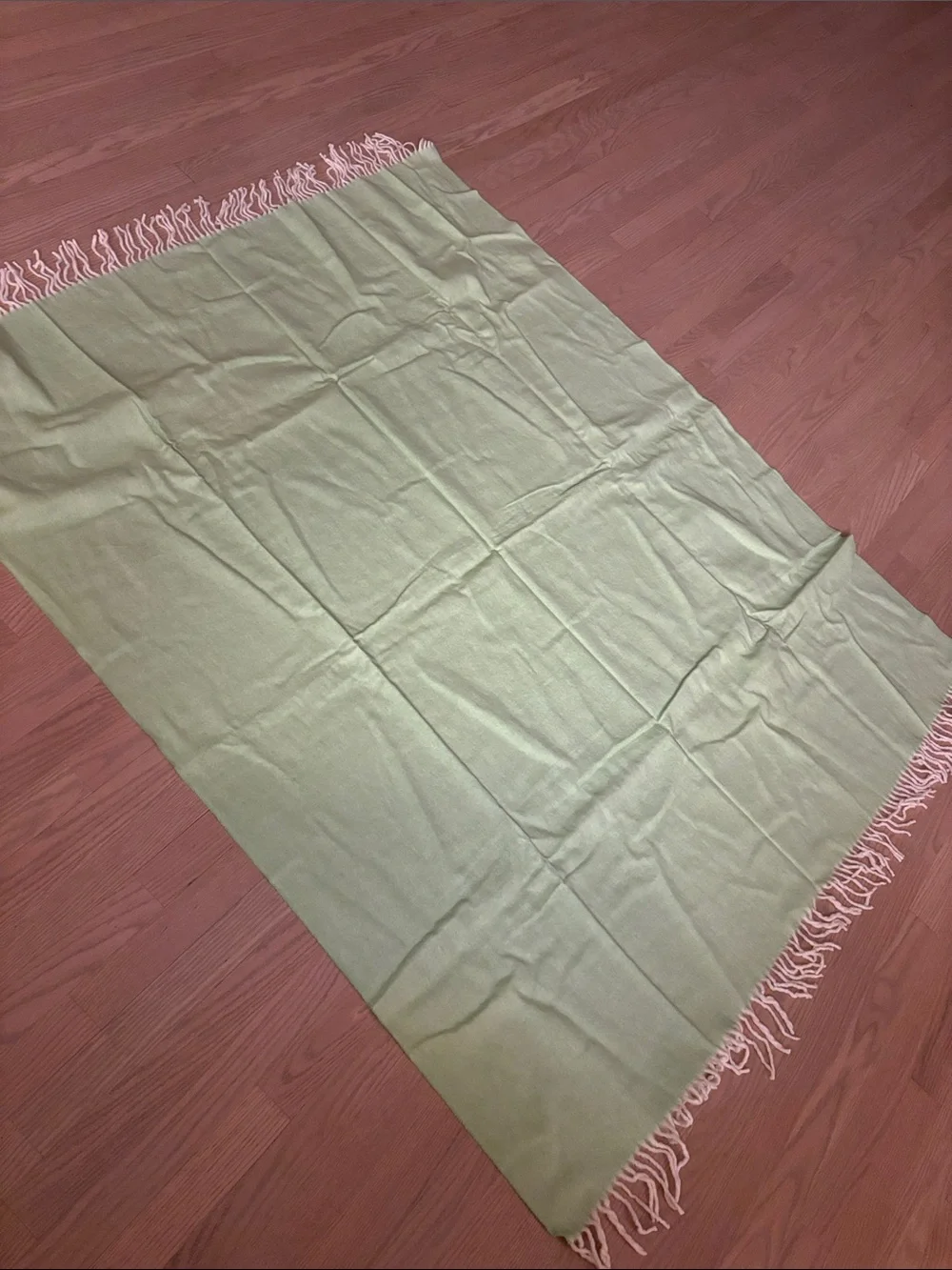 Made In Italy Light Green Throw with White Fringe 50” x 66”